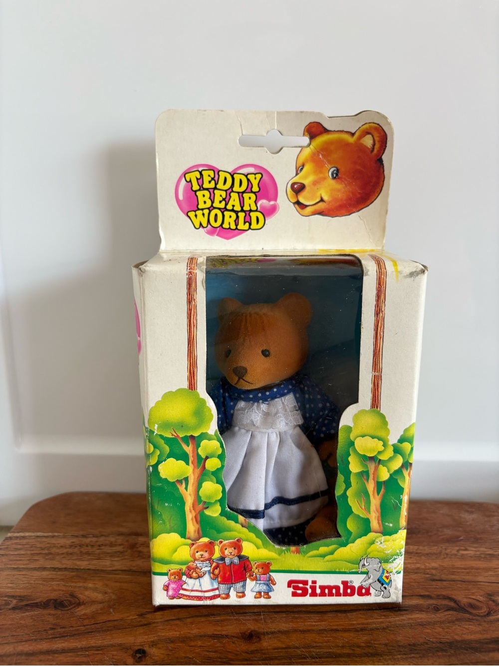 vintage 1980s Teddy Bear World flocked miniature figure by Simba Toys